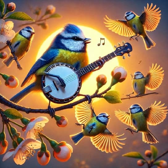 Bluetit playing a Banjo