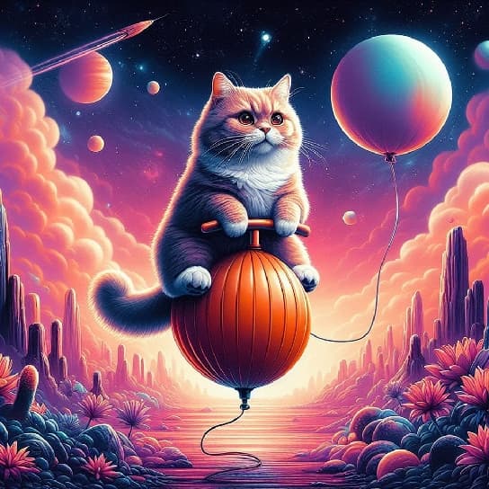 Cat on a Space Hopper